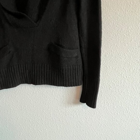J Crew Lofty Sweater Black Shawl Collar‎ Pockets Alpaca Merino Wool Size XS - Picture 2 of 8